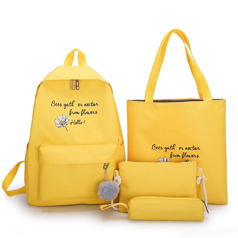 Vải Bố Schoolbags Cho Bé Gái Đeo Vai 4 Set Bộ Thời Trang Nữ Ba Lô Trường Cao Đẳng Tay Trẻ Em Kawaii Ba Lô