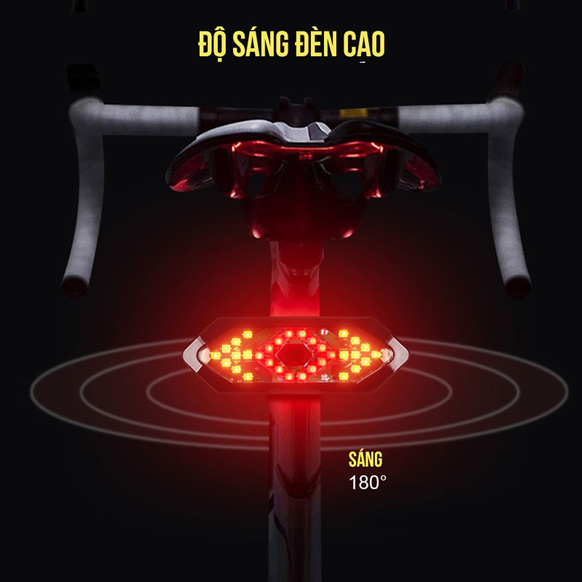 Đèn Hậu Xe Đạp | Đèn Xe Đạp Báo Xi Nhan Rẽ Trái Phải Gắn Đuôi Cho Xe Đạp Với LED SMD Cao Cấp Và Remote Điều Khiển Từ Xa Không Dây Sạc USB Chống Nước - Hàng Chính Hãng