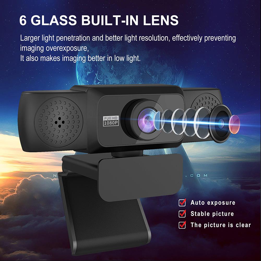 HXSJ S5 HD 1080P Computer Camera Built-in 8m Sound-absorbing Microphone Web Camera with Adjustable Degrees for Laptop