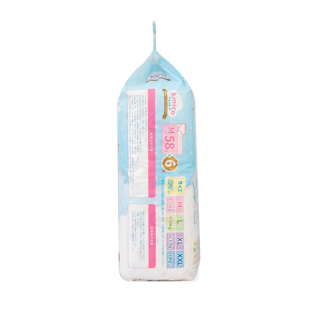 Bỉm - Tã quần Amico size M 58 + 6 miếng (Cho bé 6 - 11kg)