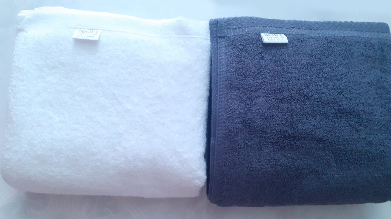 Bộ 3 khăn tắm, khăn gội, khăn mặt bestke 100% cotton, siêu thấm hút nhanh, mềm mại, không xù lông, không phai màu, trọng lượng 580g/bộ, towels manufacturer