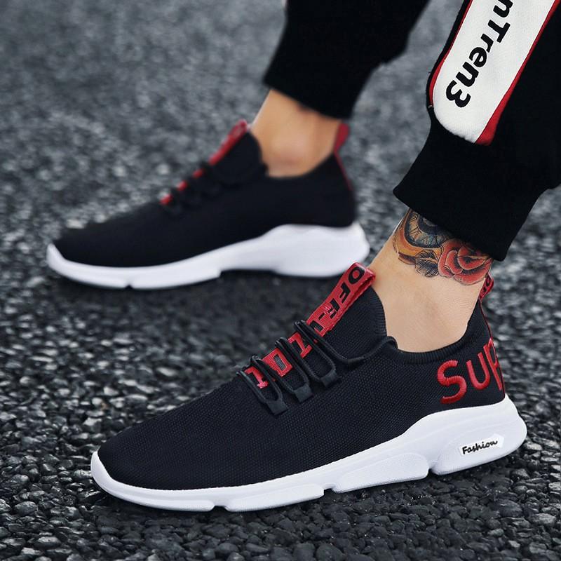  GIÀY SNEAKER THỂ THAO NAM MÀU ĐEN ĐỎ