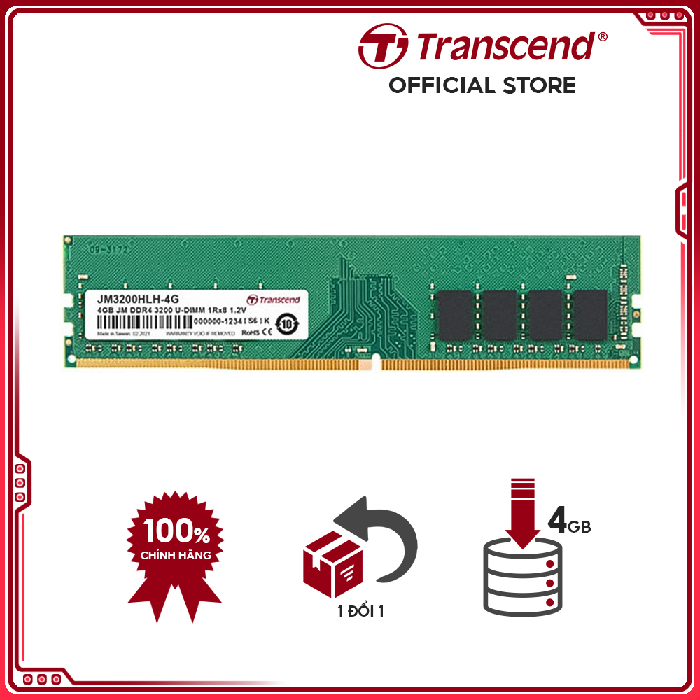Ram Transcend Desktop DDR4 3200Mhz U-DIMM Hàng Chính Hãng