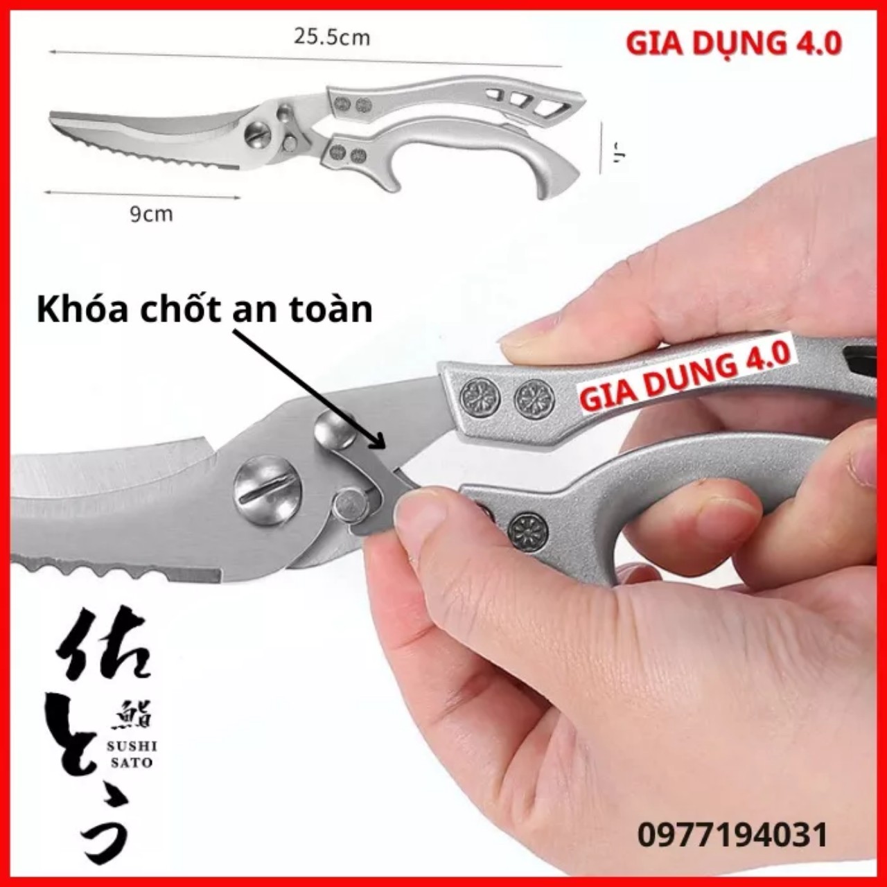 Kéo cắt gà cao cấp nhập khẩu từ NHẬT BẢN-Bằng thép trắng đúc nguyên khối