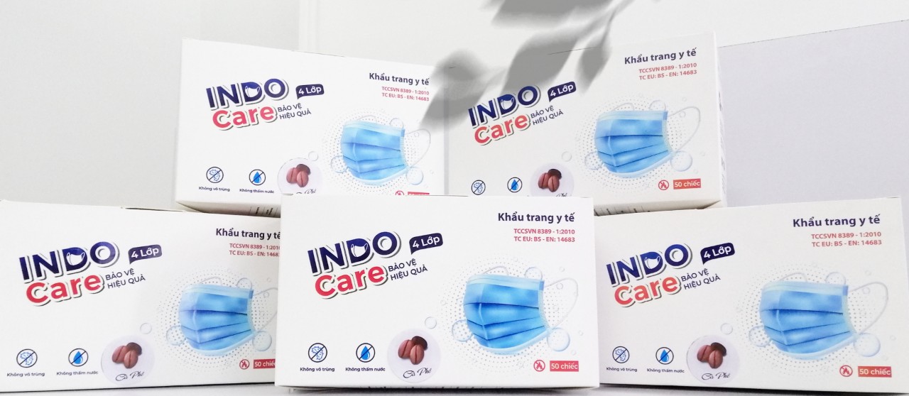 COMBO 5 HỘP KHẨU TRANG INDO CARE - Tinh Dầu Thiên Nhiên (Tặng thêm 1 hộp khẩu trang + 1 chai nước rửa tay)