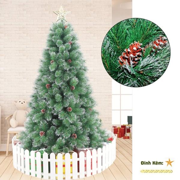 Cây Thông Noel Lăn Kim Tuyến Bạc Gắn Trái Thông 150 cm - Chaang Chiia LP-TCB-5