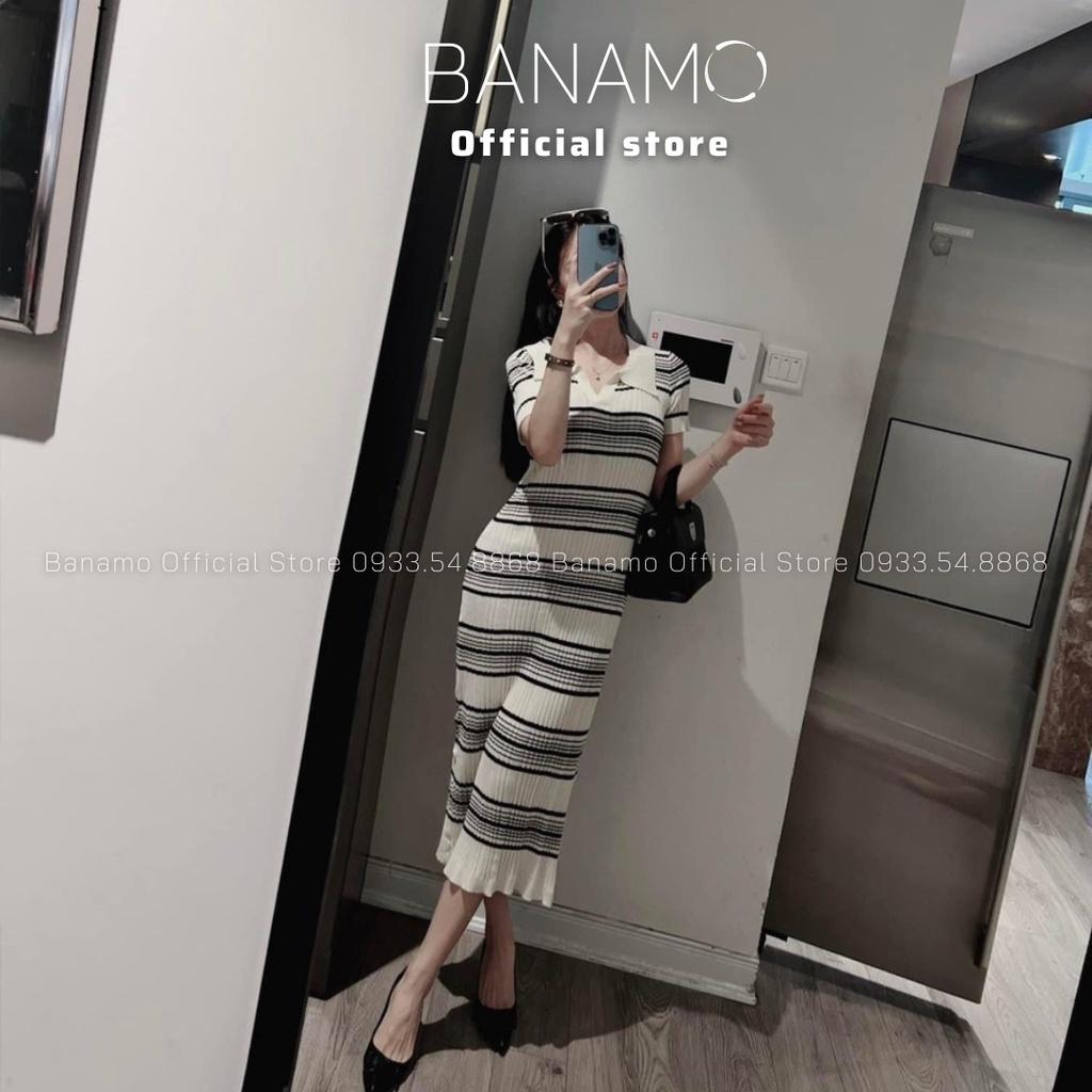 Váy chất len tăm nữ body cổ bẻ dáng dài co giãn tốt 545