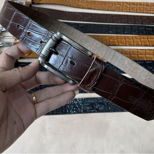 Thắt lưng da bò dập vân bụng da cá sấu TM11,Dây nịt nam bản 3.8cm khóa kim cao cấp bảo hành 12 tháng tặng kèm hộp đựng