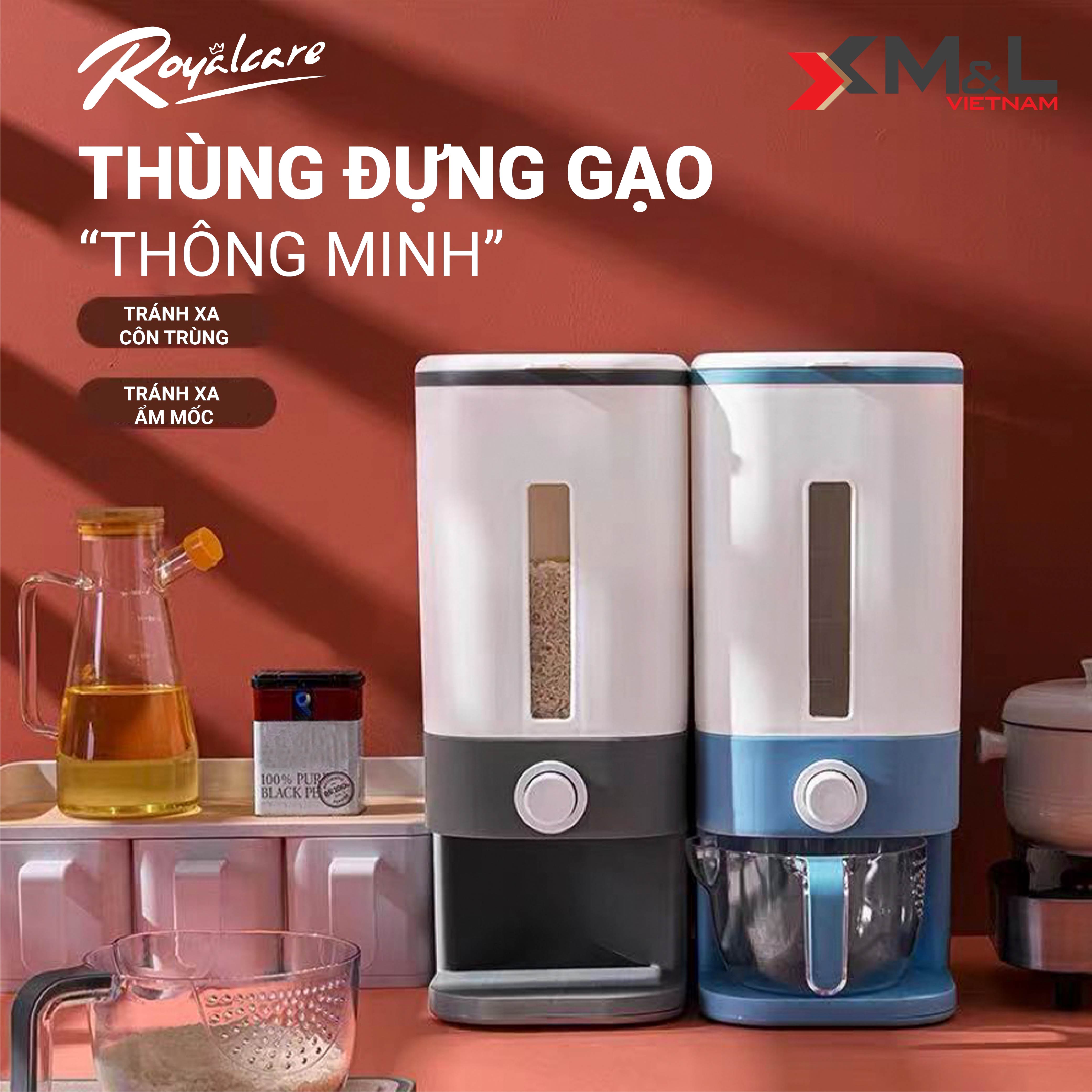 Thùng đựng gạo thông minh M&L Royalcare 6068 - bao gồm khay đựng ngũ cốc - chống ẩm mốc côn trùng - đồ gia dụng tiện ích