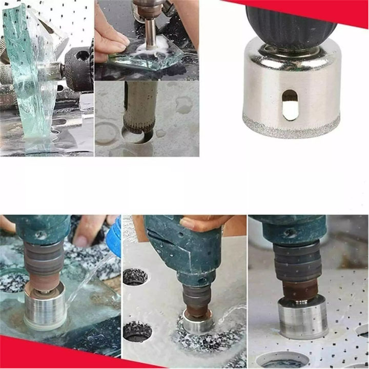 Mũi khoan khoét lỗ kính, gốm, sạch men, đá đa năng, kích thước từ 45-120mm tùy chọn