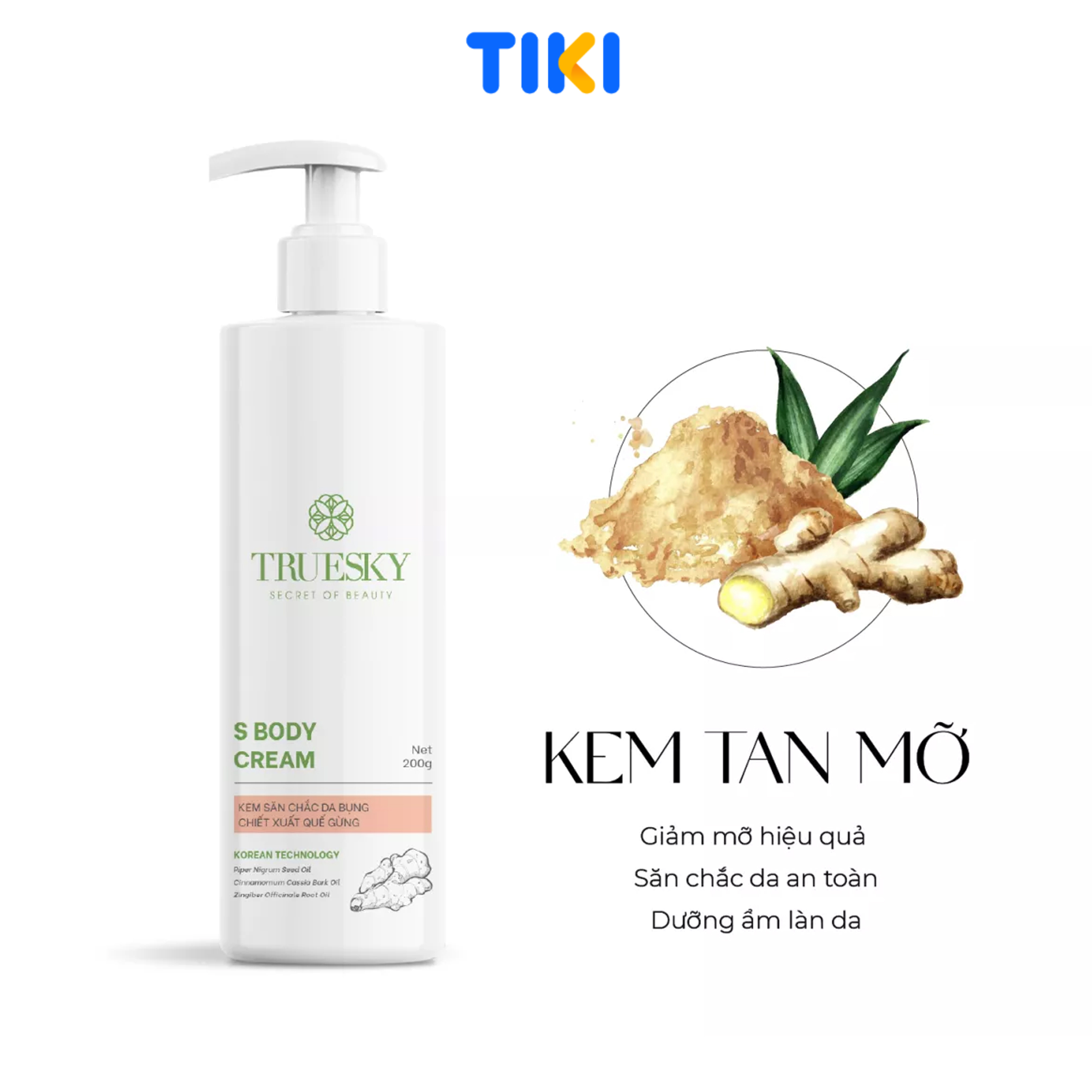 Kem săn chắc mỡ bụng Truesky S Body Cream chiết xuất quế gừng an toàn và hiệu quả