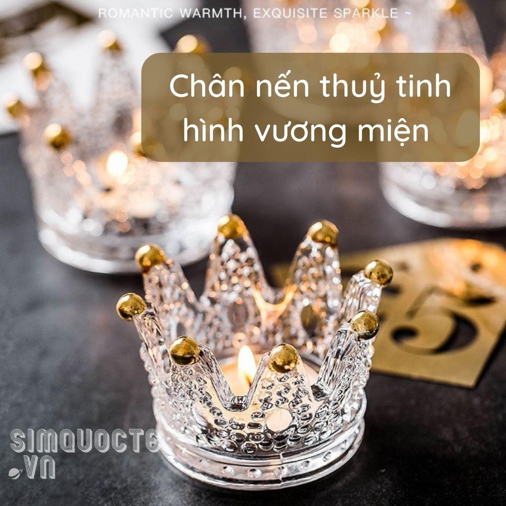 Chân nến thuỷ tinh hình vương miện