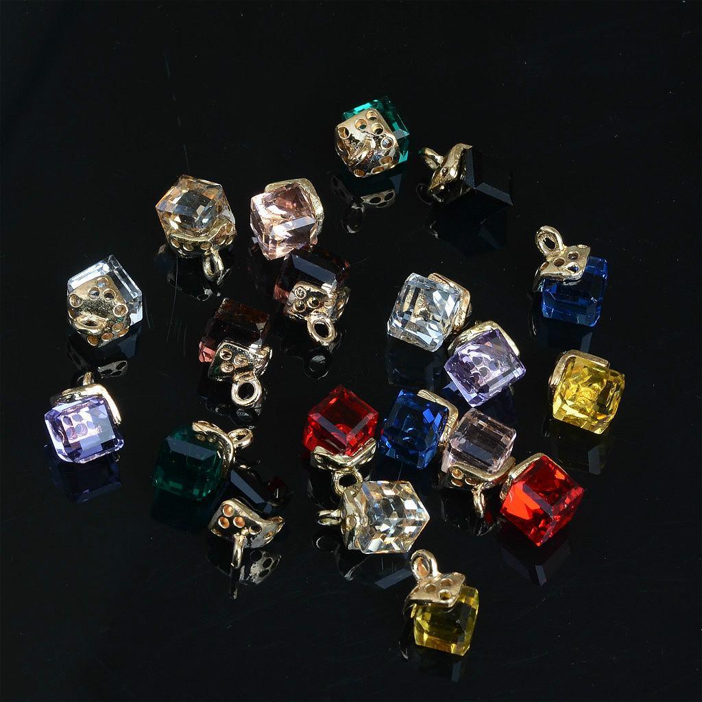 20 Pieces Multicolor Acrylic Cube Charms Pendants for DIY Jewelry Making Crafts