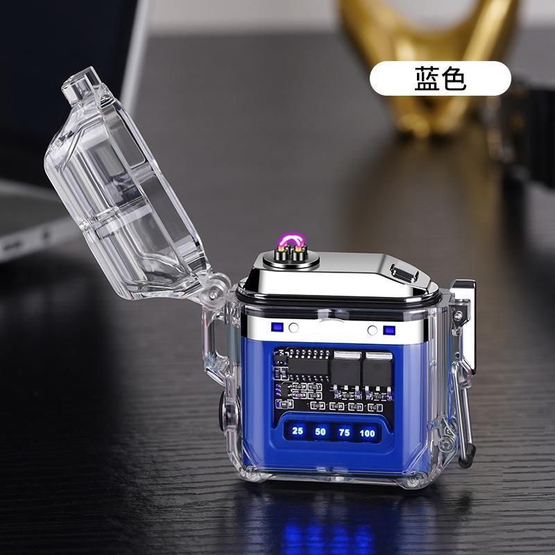 Quẹt Sạc Điện Plasma Vỏ Trong Suốt Tặng kèm hộp - cáp sạc USB Type-C - Hàng nhập khẩu