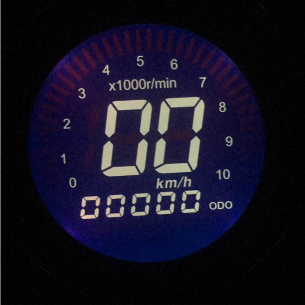 12V Motor LED Digital Display Speedometer Tachometer Odometer Gauge - Black