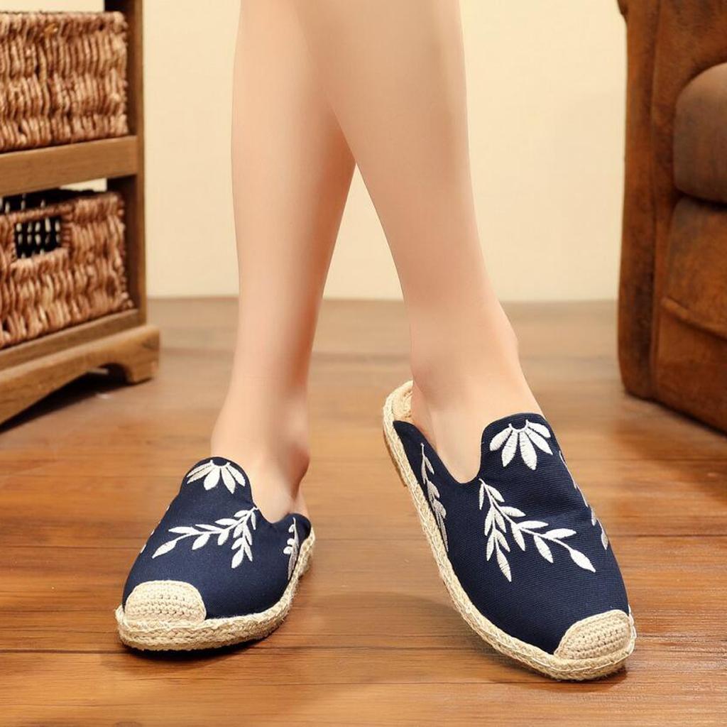 Lady Womens Flat Espadrilles Mule Slipper Shoes Espadrille Slide Slippers Causal Slipper