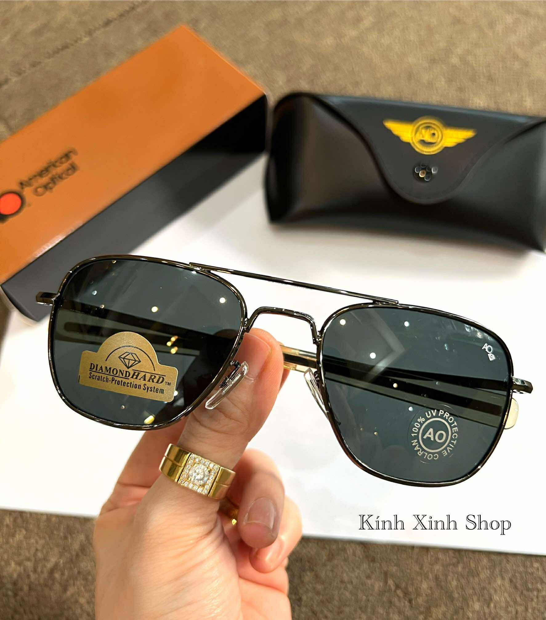 Kính râm thời trang phi công Cơn Ao Mắt thủy tinh kim cương