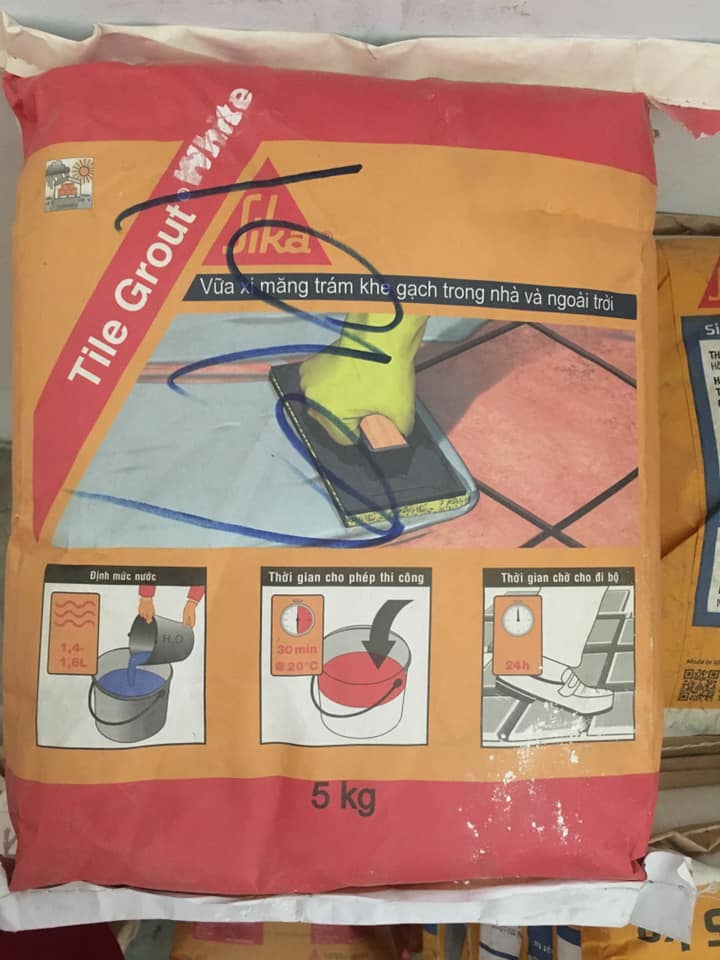 Keo chà ron chống thấm,chống bám bẩn - Sika TileGrout White (bao 5kg)