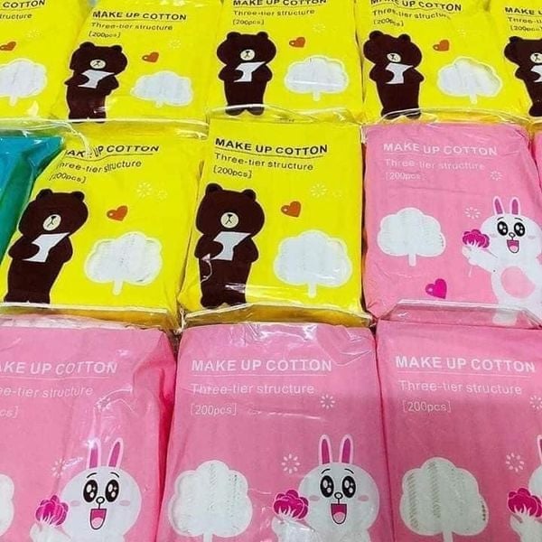 Bông cotton  hoạt hình  200 Miếng ( giao mẫu ngẫu nhiên )