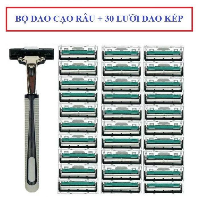 Dao cạo râu combo 30 lưỡi kép+ 1 lọ kem