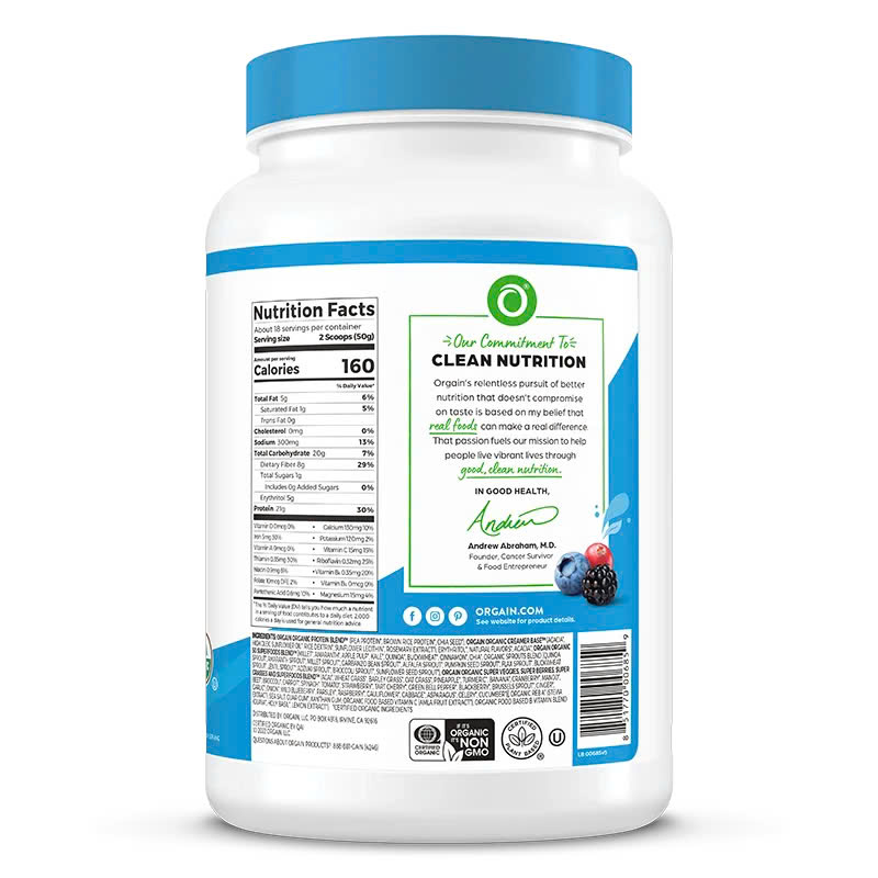 [Tem Công ty] Bột Protein Thực Vật Hữu Cơ Orgain Organic Protein 50 Superfoods (918g), Bổ Sung Đạm Cho Người Ăn Chay