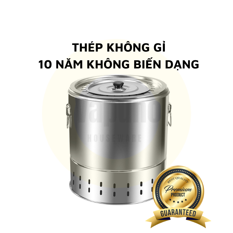 Bếp Nướng Than Không Khói, Chất Liệu Inox Cao Cấp Không Gỉ, Gọn Gàng, Tiện Lợi - Hàng Chính Hãng