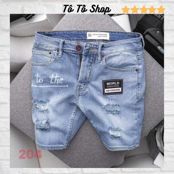 Quần Short Nam Rách️️ Quần Short Bò Nam Cao Cấp - Sọt Jean Co Giãn Mẫu Mới Hàng VNXK Tô Tồ Shop QSJN05 -Mã 218