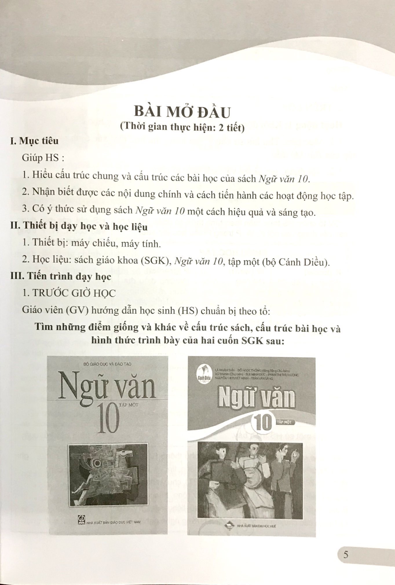 Sách Kế Hoạch Bài Dạy Ngữ Văn Lớp 10 Tập 1 - Cánh Diều