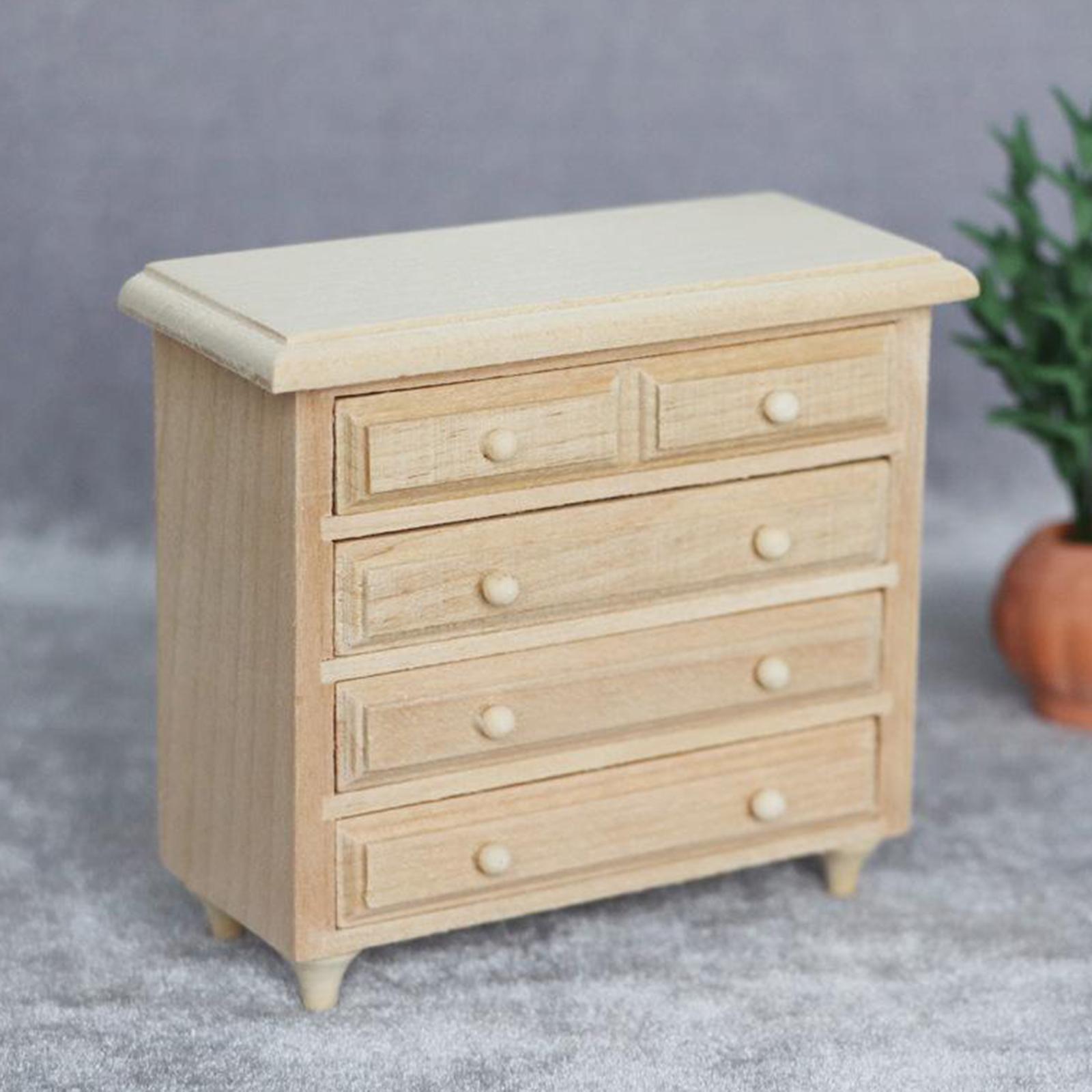 2PCS 1/12 Scale Dolls House Wood Wash Basin Cabinet Bathroom Decoration Accessory