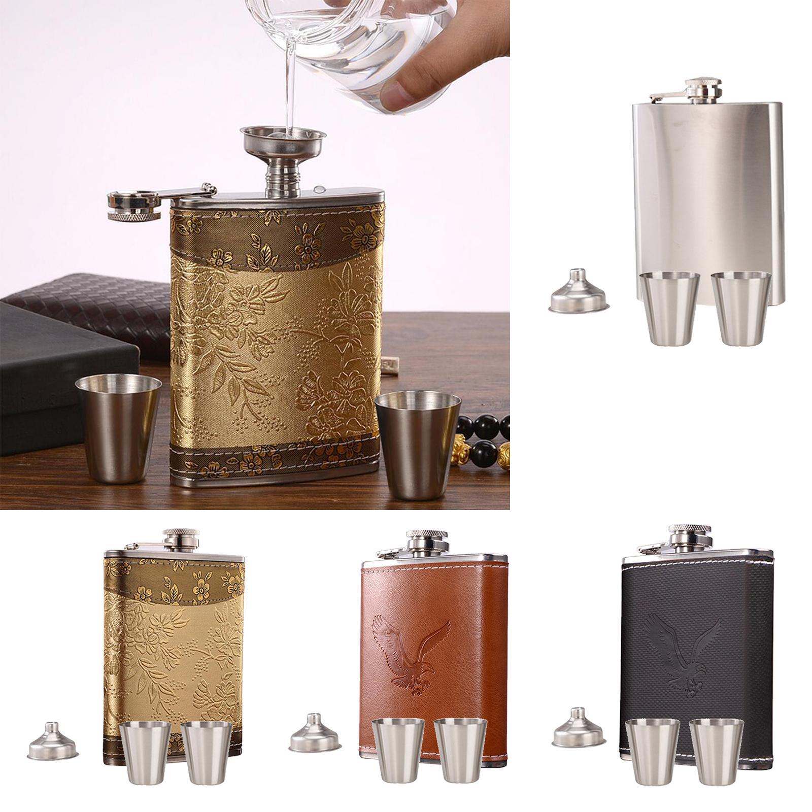 Portable Hip  Set Funnel Cups  Alcohol Stainless Steel  12x9cm