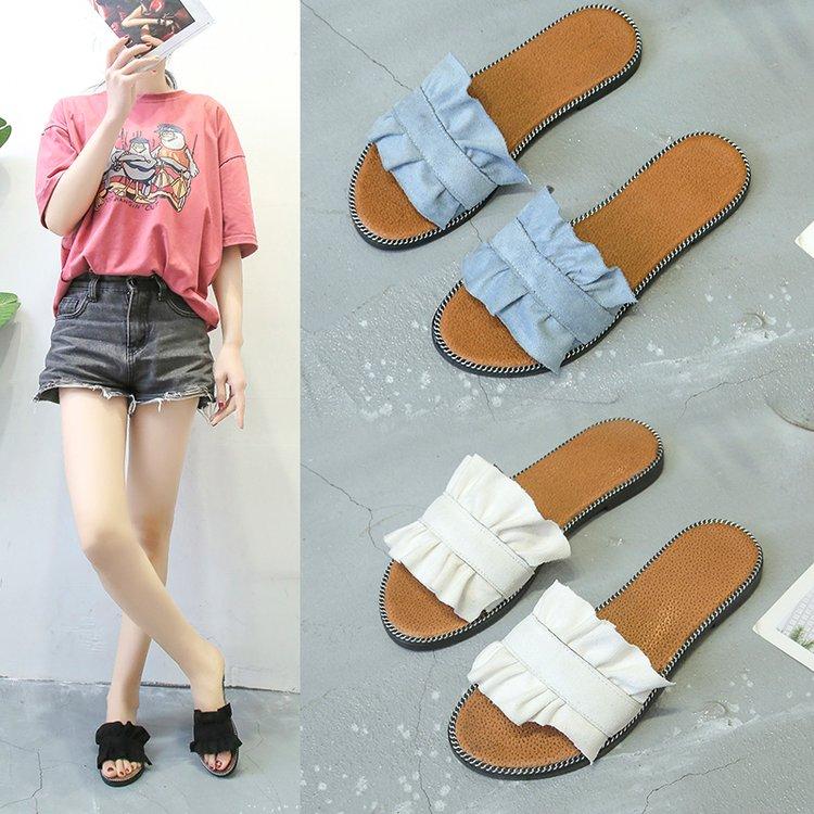 Giày Sandal Đế Bằng Mũi Tròn Thời Trang Theo Phong Cách Hàn Quốc