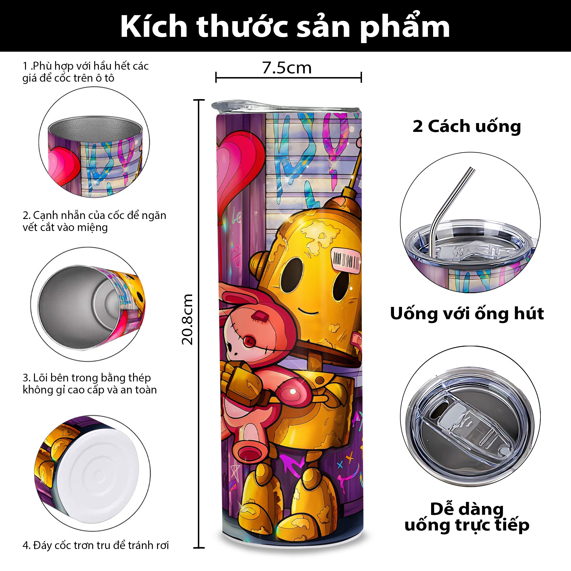 Bình Nước Hình Độc Lạ - Ly Giữ Nhiệt Hình Độc Lạ - Bình Giữ Nhiệt Hình Độc Lạ - Bình Giữ Nhiệt 2 Lớp Thép không Gỉ SUS 304 - 600ml