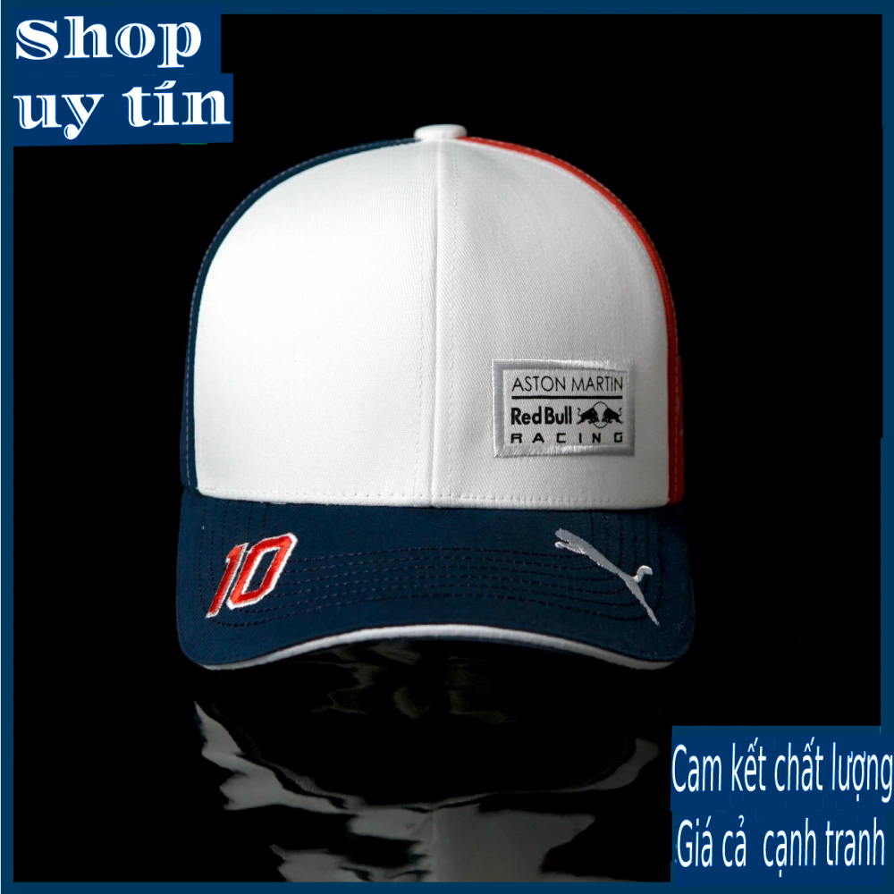 Freeship - MŨ/NÓN KẾT LƯỠI TRAI PM RACING 10 THÊU BÁO SƯ TỬ BÊN PHỐI MÀU XANH - ĐỎ - TRẮNG THỜI TRANG NAM NỮ CAO CẤP - MÀU XANH ĐEN