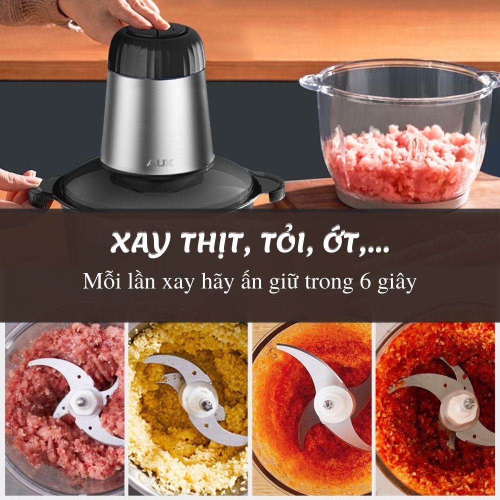 Máy Xay Thịt Cá Thủy Tinh Đa Năng 2 Lưỡi Kép (2L) + Tặng dao bào củ quả