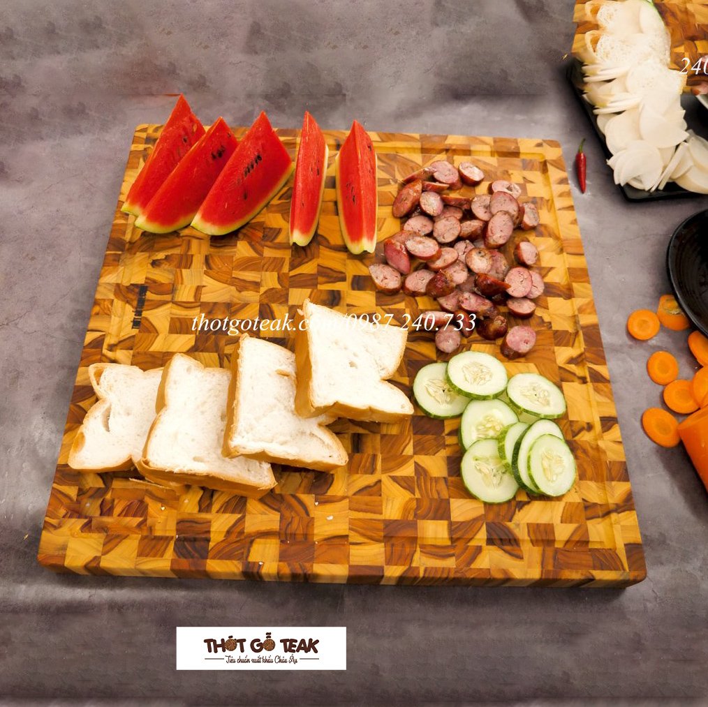 Thớt Gỗ Teak Cao Cấp - Chặt thái, Trang Trí - 45x45x3,8cm - VDC06 | HTX DAO PHÚC SEN