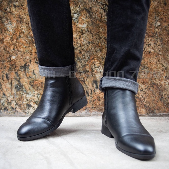 Giày Chelsea Boot Nam Zip Boots Khóa Kéo Chất Liệu Cao Cấp