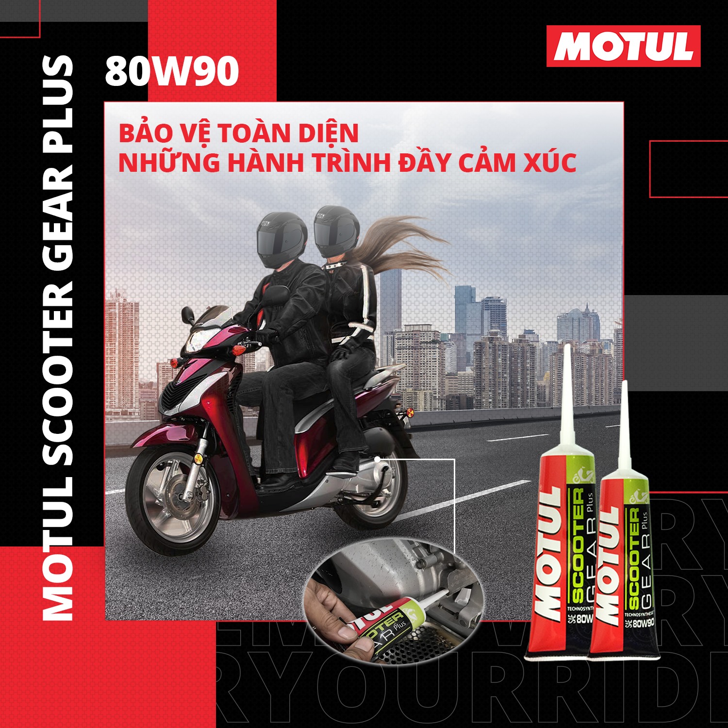 Dầu hộp số xe tay ga MOTUL SCOOTER GEAR PLUS 80W90 0.120L