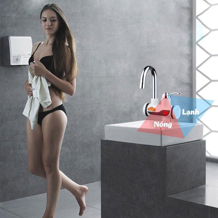 Máy làm nóng nước Dilipu GB-02 công suất 3000W GẮN BỒN trực tiếp tại vòi có vòi rửa và vòi sen loại