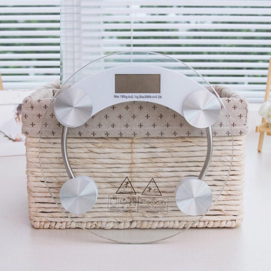 Cân Điện Tử Sức Khỏe Mặt Kính Cường Lực Hình Tròn 26 Cm Độ Chính Xác Cao, Bề Mặt Trong Suốt