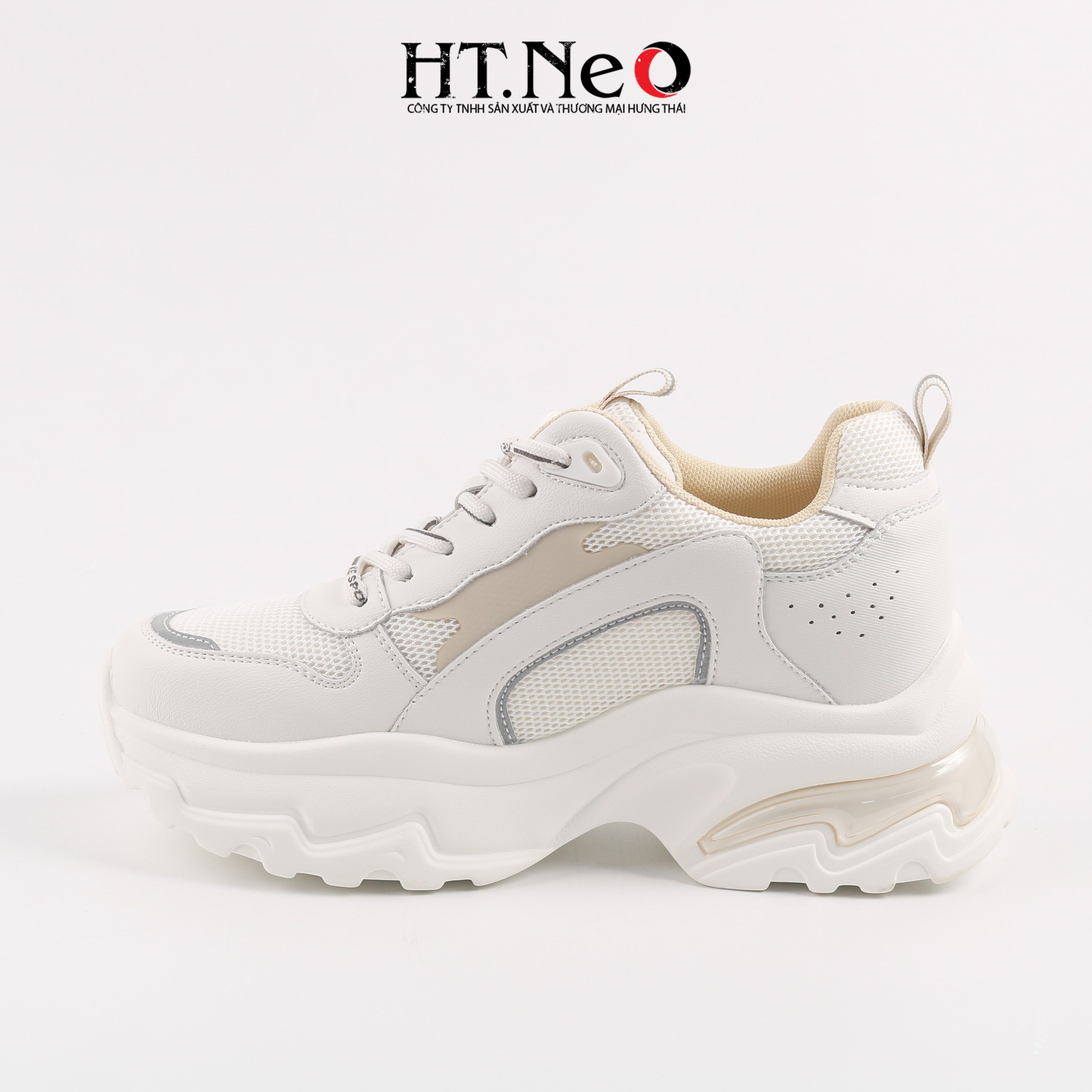 Giày thể thao, giày sneaker nữ đế cao su đúc, đế cao, chất liệu da kết hợp vải lưới, kiểu dáng trẻ trung, đi êm chân, thoải mái TTN13