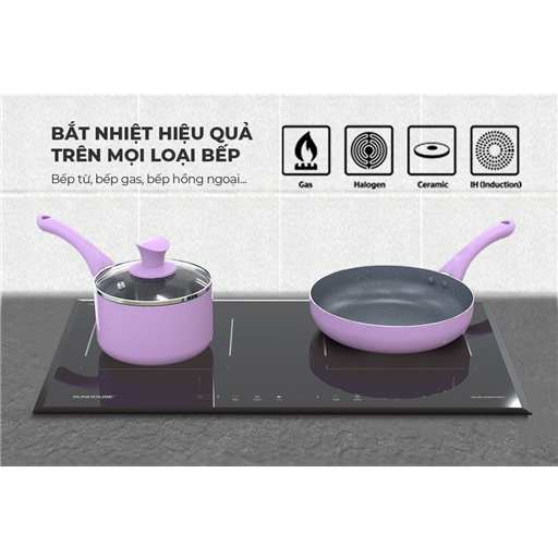 Bộ nồi chảo kèm xửng đáy từ Violet Sunhouse VI115B