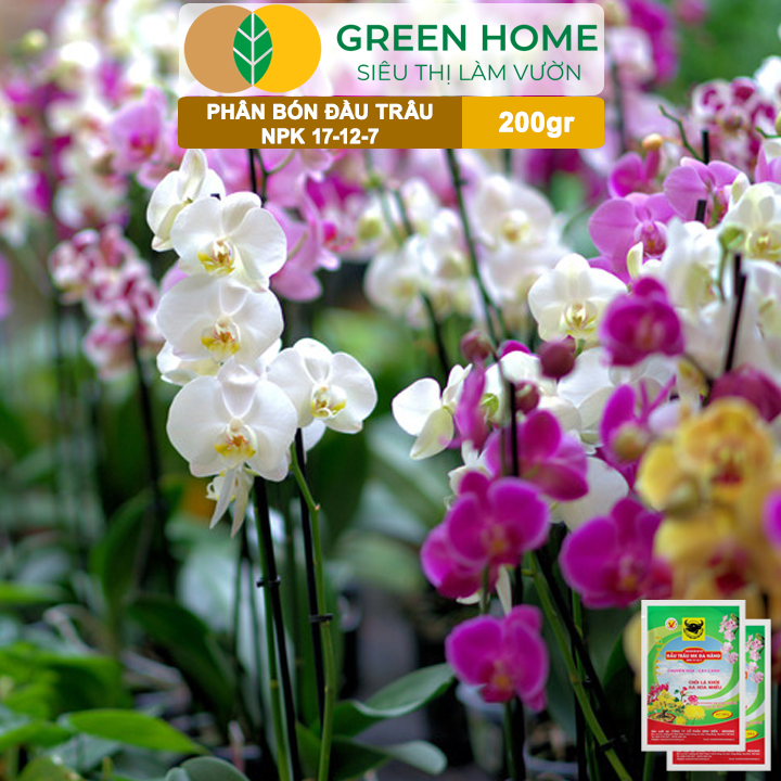 Phân NPK 17-12-7 Greenhome, Đầu Trâu, Bao 200Gr, Chồi Lá Khỏe - Ra Hoa Nhiều, Chuyên Hoa Và Cây Cảnh