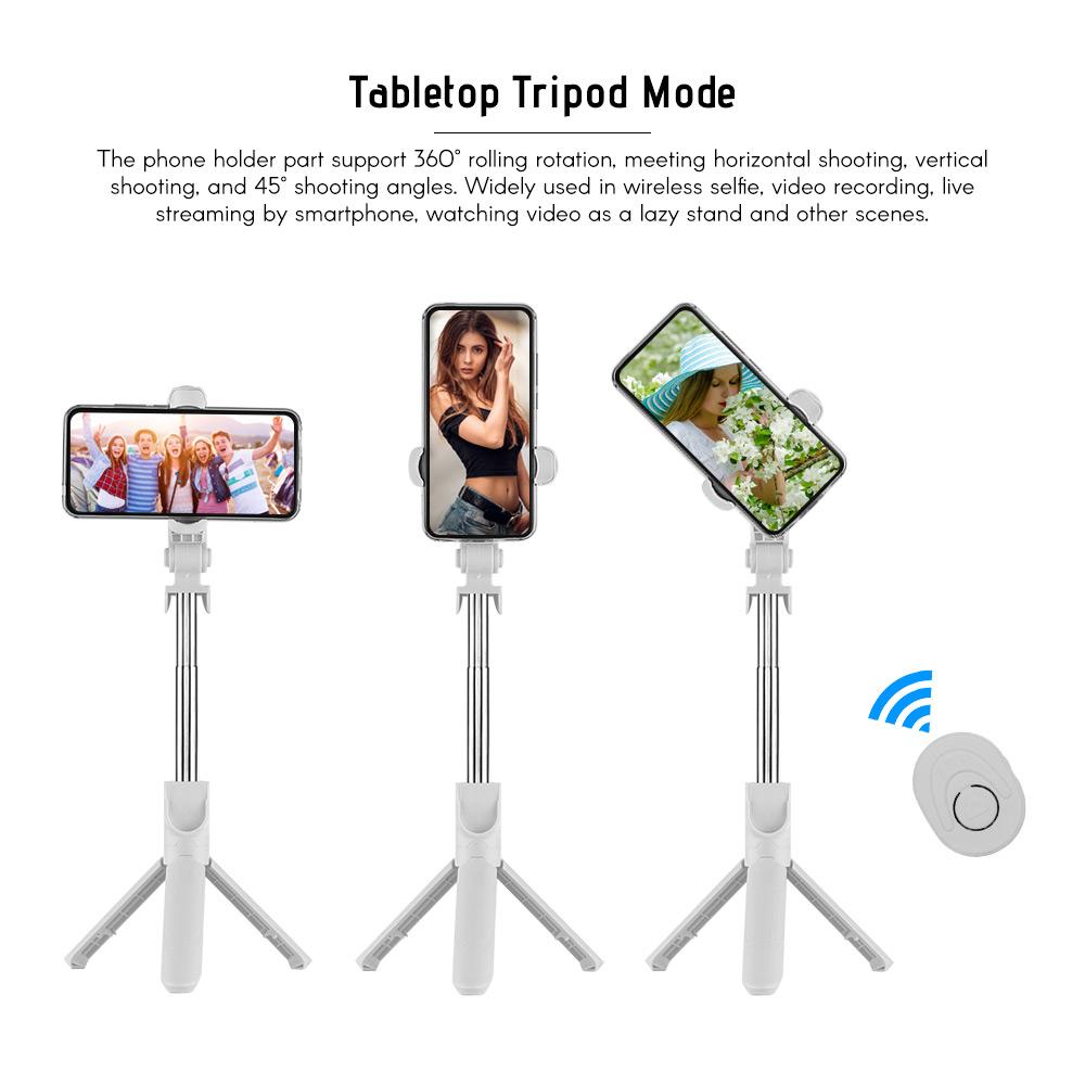 5-Section Extendable Selfie Stick Integrated Universal Phone Holder Tabletop Tripod with BT Remote Controller 10m