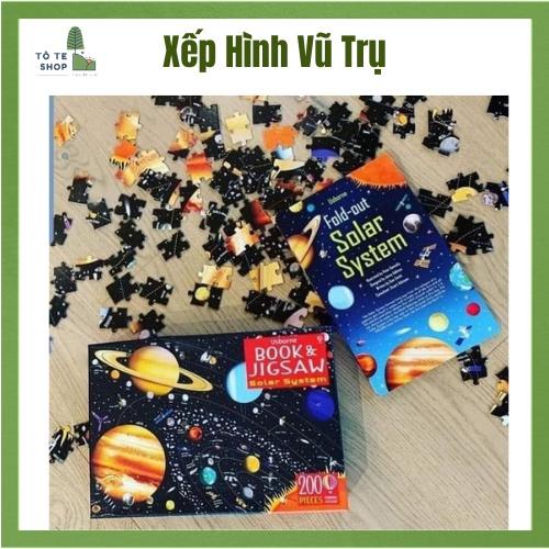 Tranh ghép hình vũ trụ kèm sách , xếp hình vũ trụ Jigsaw solar system , tranh ghép hệ mặt trời cực đẹp gồm 200 mảnh