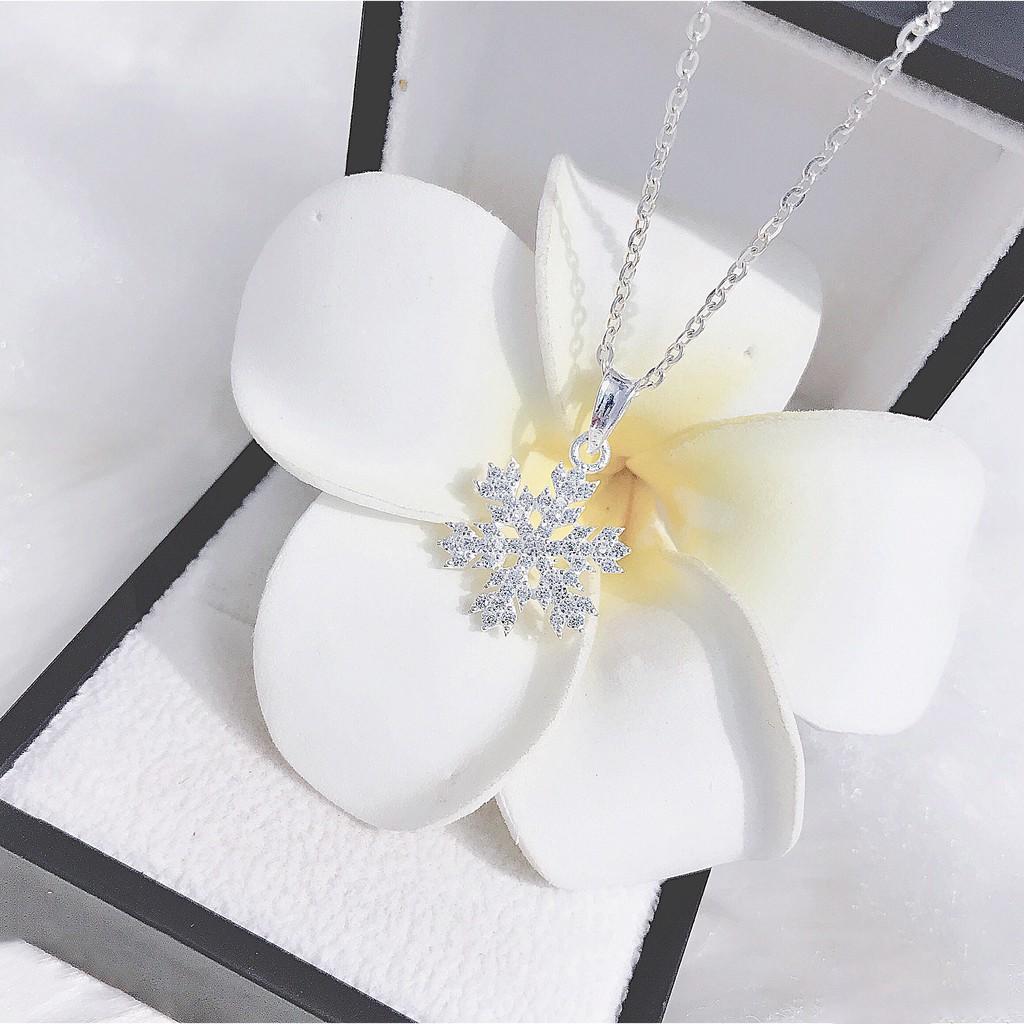 Vòng Cổ Bạc, Dây Chuyền Bạc Hoa Tuyết Lấp Lánh Nạm Đá Tấm Sang Trọng TNC JEWELLERY