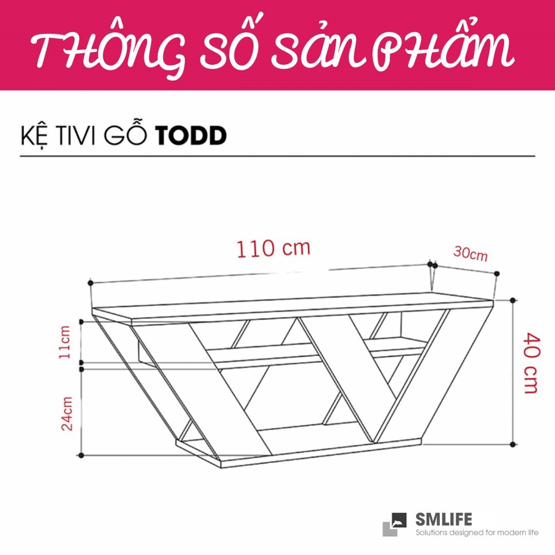 Kệ Tivi gỗ hiện đại SMLIFE Todd  | Gỗ MDF dày 17mm chống ẩm | D110xR30xC40cm