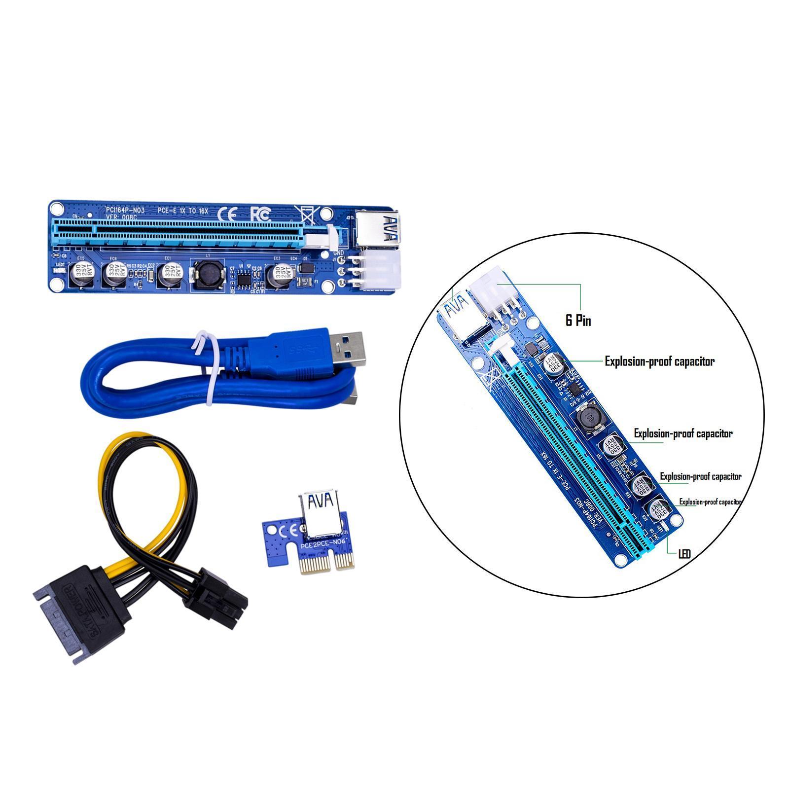 VER008C  Riser Card 6Pin  1X to 16X USB 3.0
