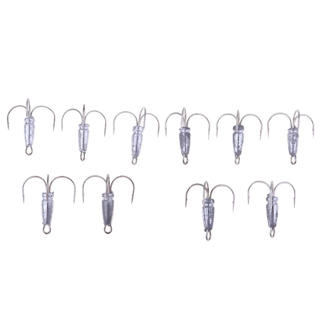 5 Pieces Treble Anchor Fishing Hooks Lead Head for Sea Boat Lake Fishing