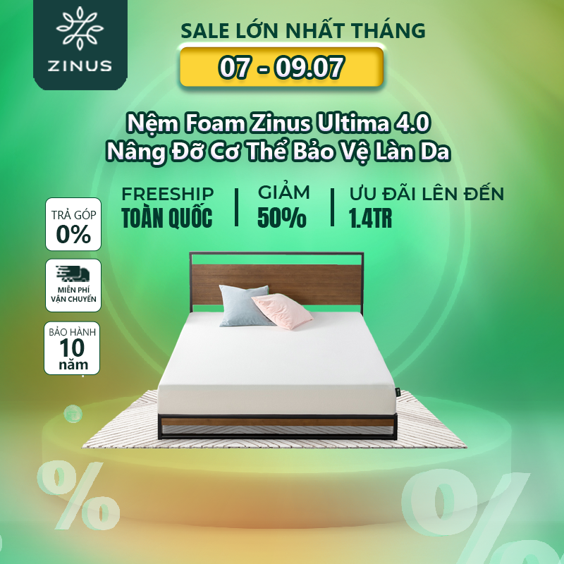 Nệm Foam Zinus Ultima 4.0 Nâng Đỡ Cơ Thể Bảo Vệ Làn Da
