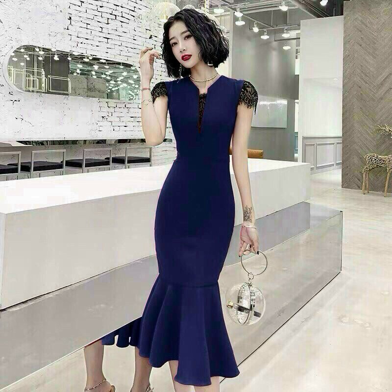 ĐẦM ÔM ĐUÔI CÁ XANH PHỐI REN chất vải thun poly dày dặn,thoáng mát và co giãn tốt. Đầm thích hợp cho chị em đi chơi,đi làm công sở hoặc đi tiệc nhé
